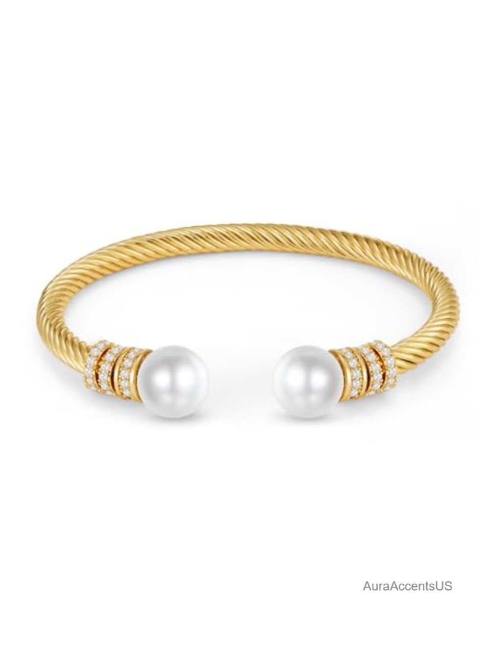 Twisted Cable Wire Cuff Bracelet Two Tone Gold Plated Bangle Adjustable